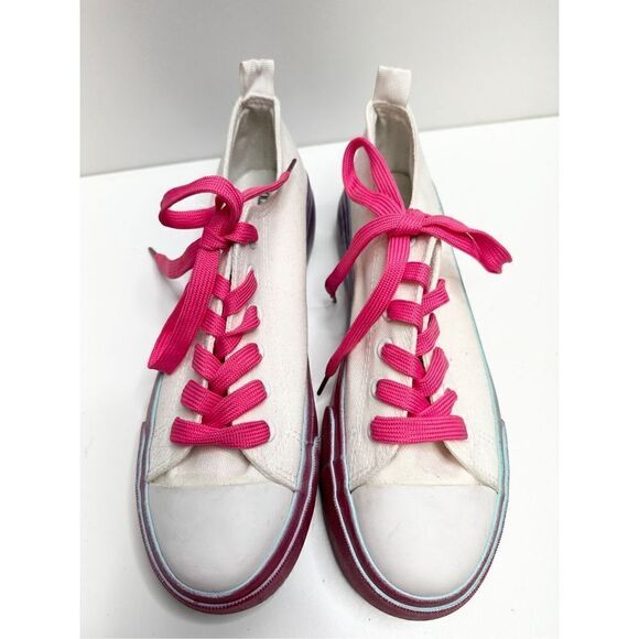 Olivia Miller Shoes Womens Size 8 Sneaker Gazelle White Canvas Pink Ombre Casual - Picture 3 of 11